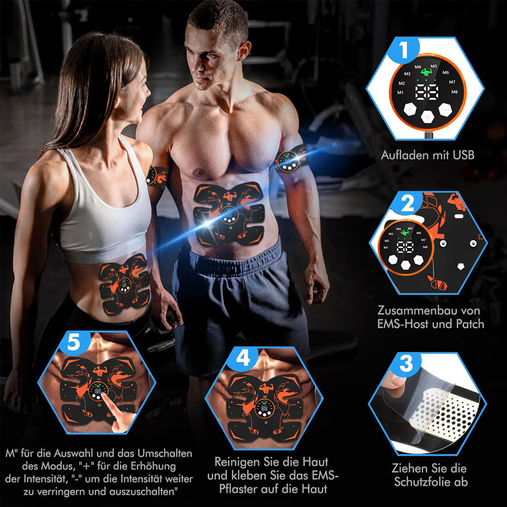 Black and Blue Ultimate EMS Muscle Stimulator Kit - USB Rechargeable Abdominal & Full Body Toner for Abs, Arms, and Glutes