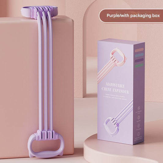 Purple Adjustable Resistance Chest Expander with 6 Levels - Cute Cat Ear Puller for Full Body Workout