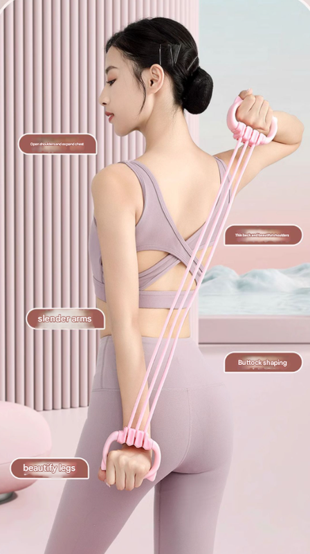 Green Adjustable Resistance Chest Expander with 6 Levels - Cute Cat Ear Puller for Full Body Workout