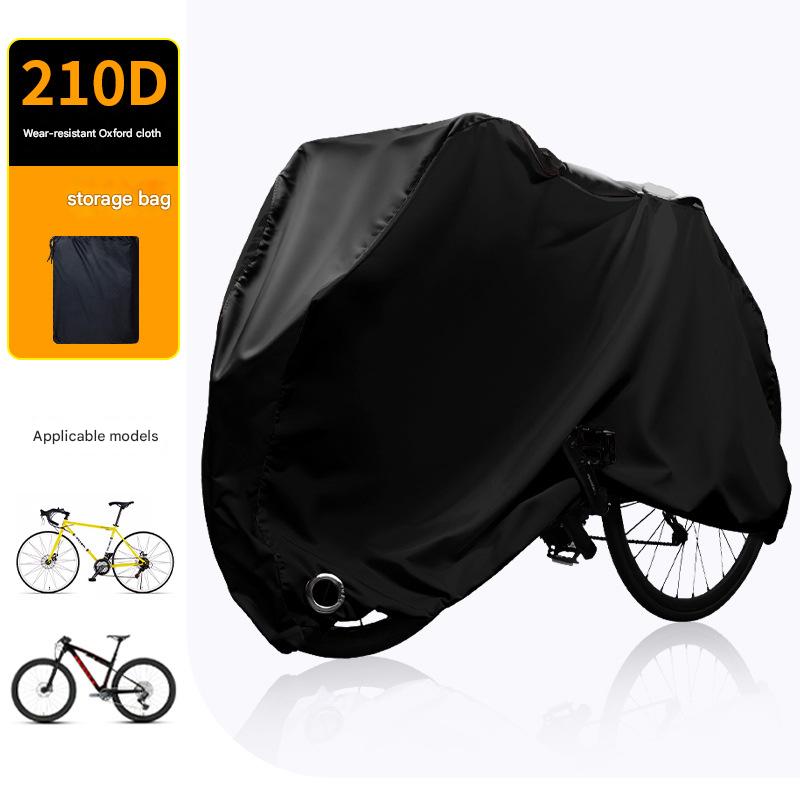 Size M Black All-Weather 210D Bicycle Cover - Waterproof & UV-Proof Outdoor Bike Protector with Lock Hole & Storage Bag