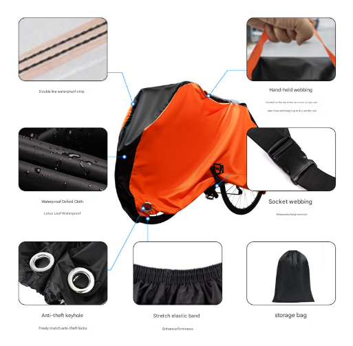 Size M Black All-Weather 210D Bicycle Cover - Waterproof & UV-Proof Outdoor Bike Protector with Lock Hole & Storage Bag