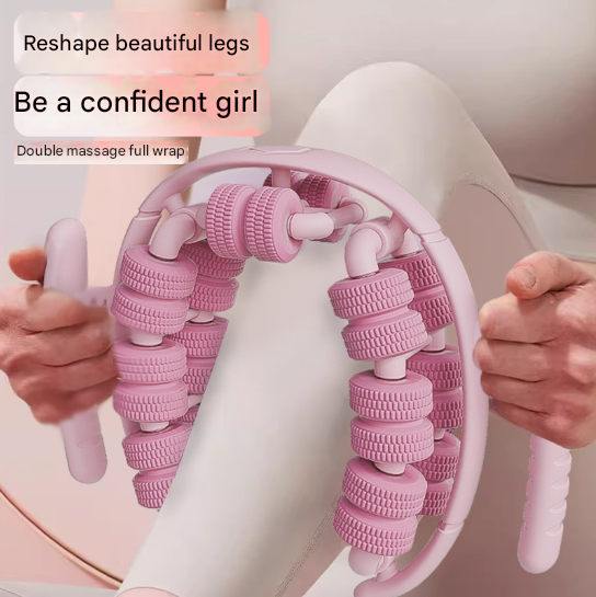 Black 360° Wrap-Around Muscle Roller - 28-Wheel Massager for Legs, Arms & Calves