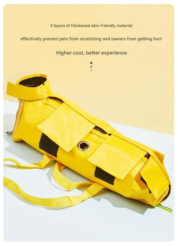Size S Yellow Multi-Functional Cat Grooming Bag - Anti-Scratch Restraint Pouch for Nail Trimming and Vet Visits