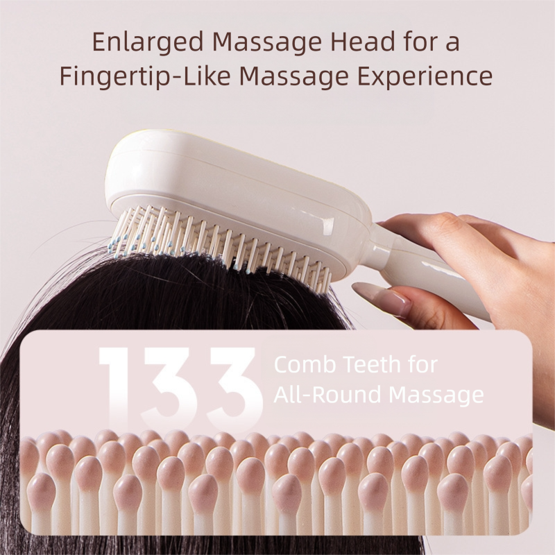 Blue Innovative Self-Cleaning Cushion Hairbrush - Retractable Bristle Detangling & Scalp Massager