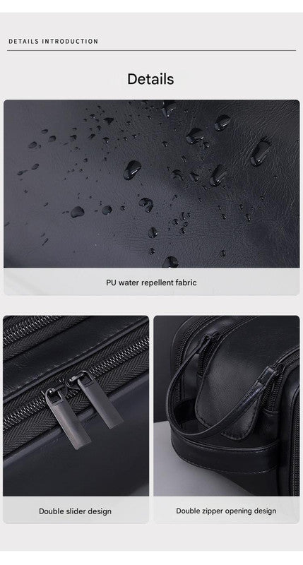 Large Capacity PU Leather Toiletry Bag - Multi-Compartment Dopp Kit & Cosmetic Organizer(Brown)