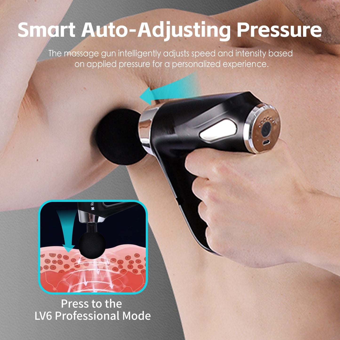 Remology Impact Therapy 6 Adaptive Speed USB-C Massage Gun with 4 Heads