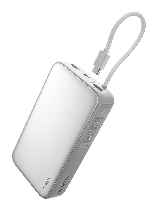 Aukey Spark Sling 20000 Compact Fast Charging Power Bank with Built-in USB-C Cable (PB-Y48)