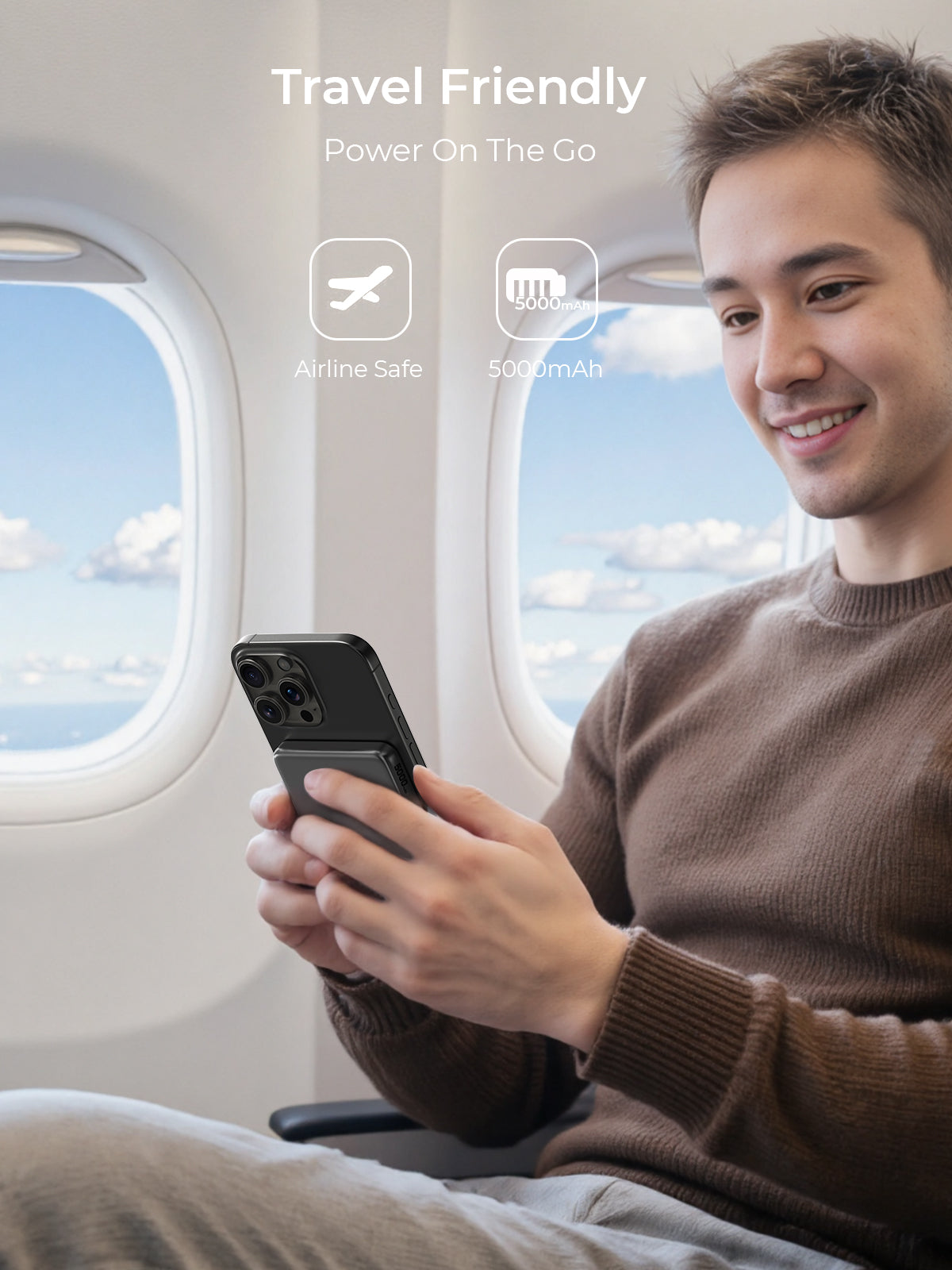 Aukey MagFusion M Qi2 5000mAh Magnetic Wireless Power Bank - Grey (PB-MS07)