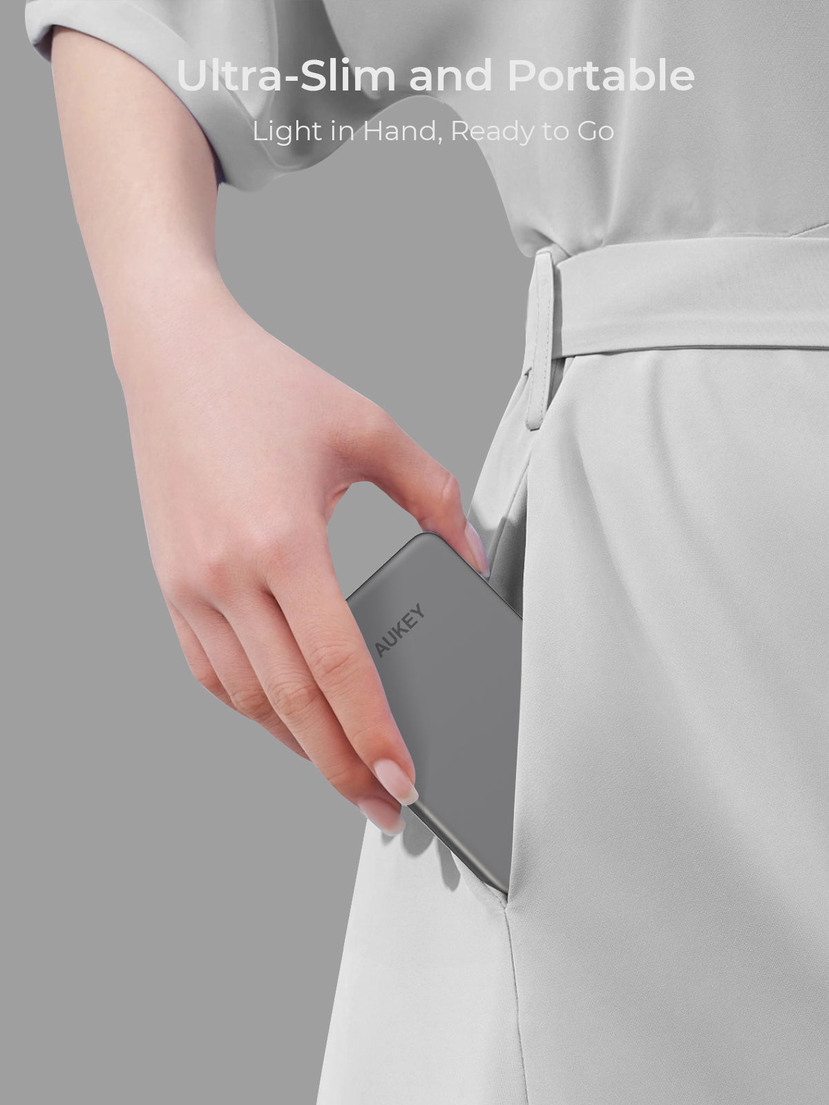 Aukey MagFusion M Qi2 5000mAh Magnetic Wireless Power Bank - White (PB-MS07)