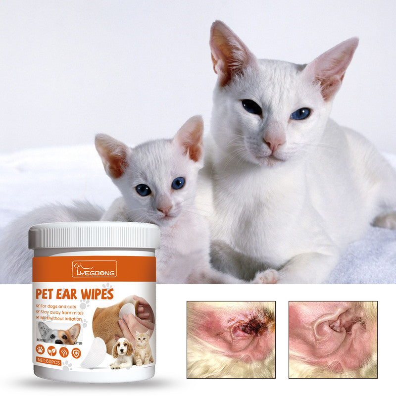 Yegbong Pet Ear Wipes for Cleaning and Deodorizing to Remove Ear Mites and Wax