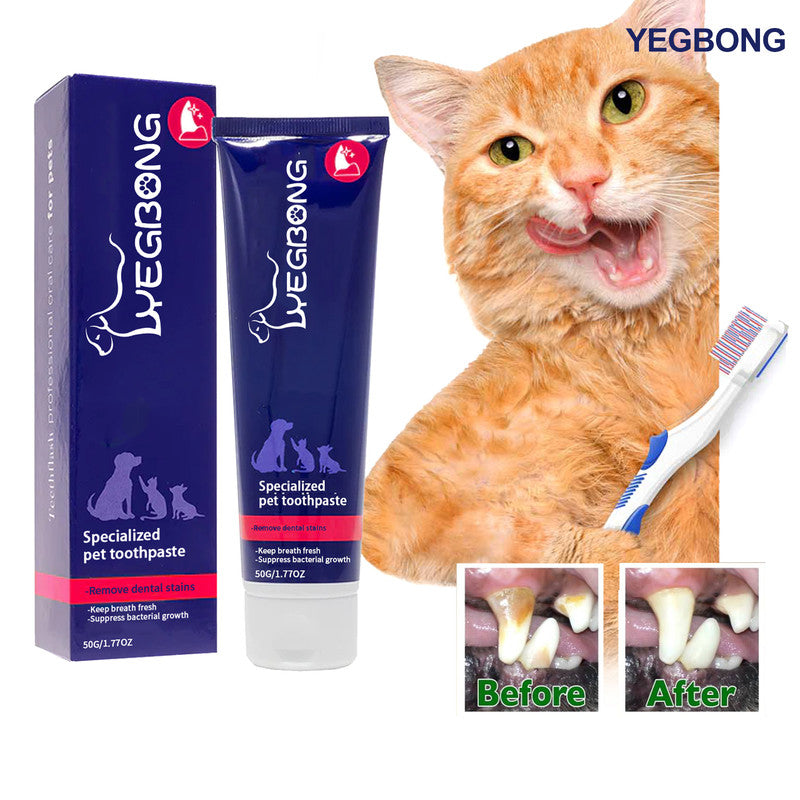 Yegbong Pet Oral Cleaning Paste, Cat and Dog Cleaning Oral Malodour, Tartar, and Stains, Whitening Tooth