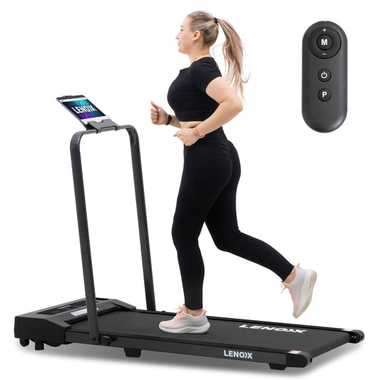 2HP Walking Pad Treadmill w/ Remote, Foldable Handrail, and Tablet Holder