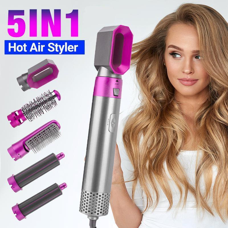 5 IN 1 Hair Dryer Brush Hot Comb Air Volumizer Curler Straightener Curling Style