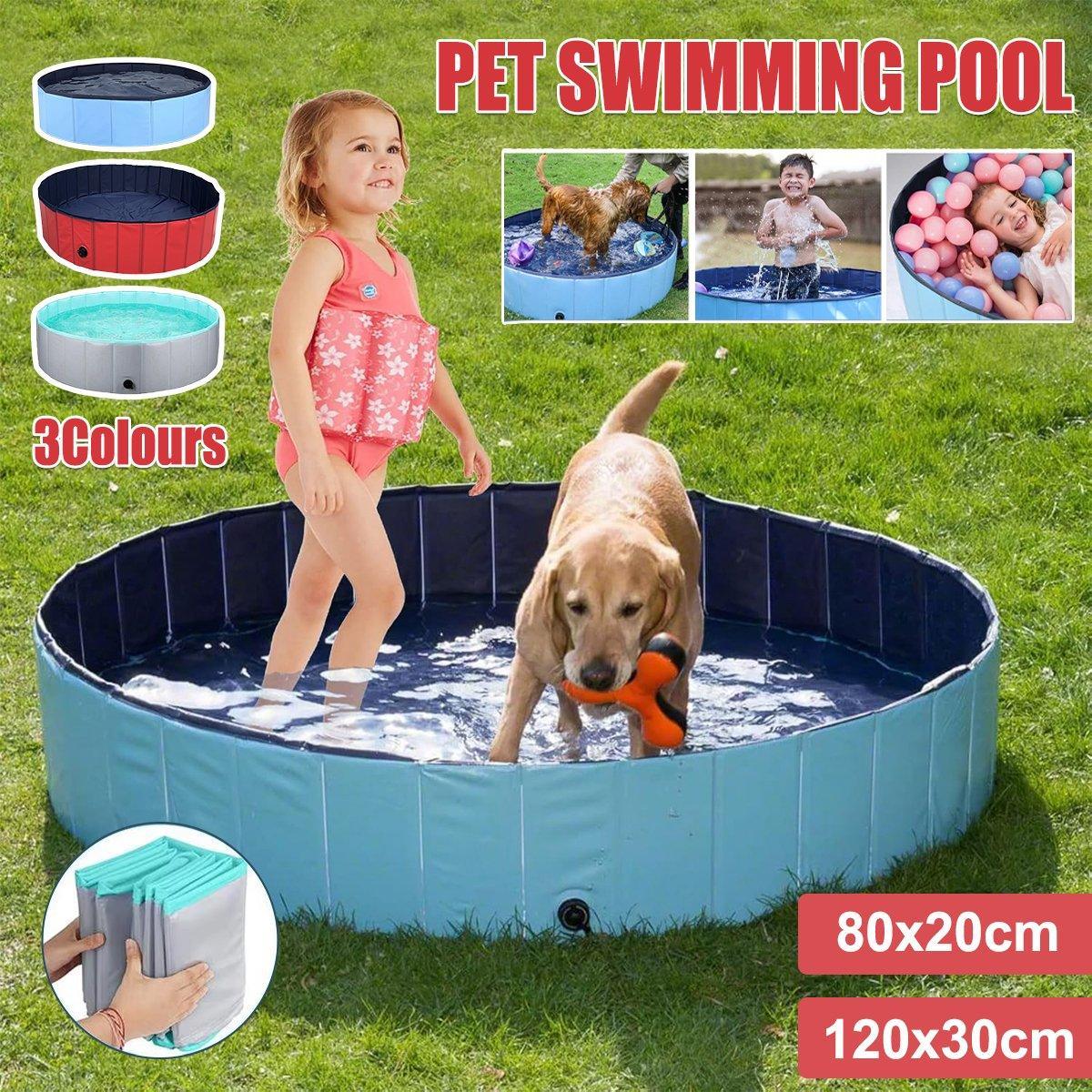 Pet Swimming Pool Foldable Portable Pool for Dogs Outdoor Summer Play - Grey-80x20cm