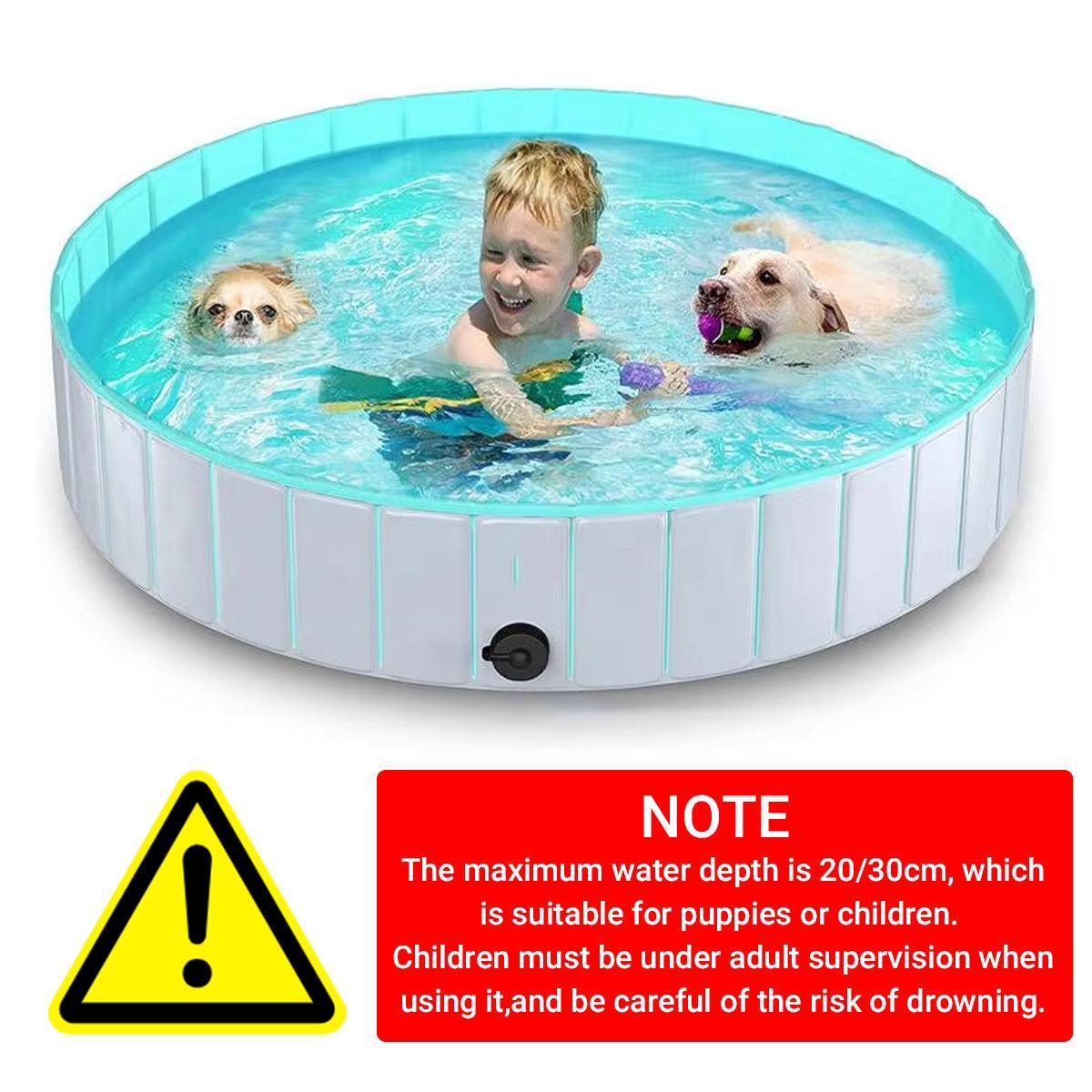 Pet Swimming Pool Foldable Portable Pool for Dogs Outdoor Summer Play - Blue-80x20cm