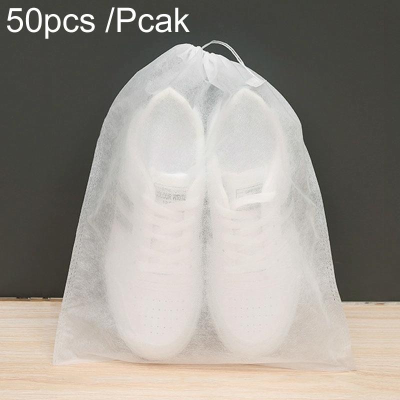 50 Pcs Thickened Non Woven Shoe Storage Bag Portable & Sunscreen - 50Pcs /Pack 24X38Cm Small