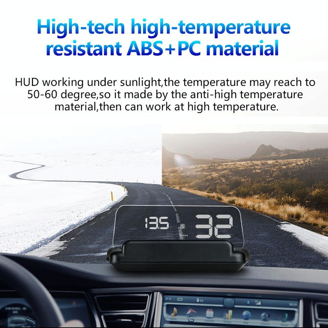 Virtual Hd Reflection Board Car Gps Hud Speed & Distance Display Over / Under Speed & Voltage Alarm Fatigue Driving - Green