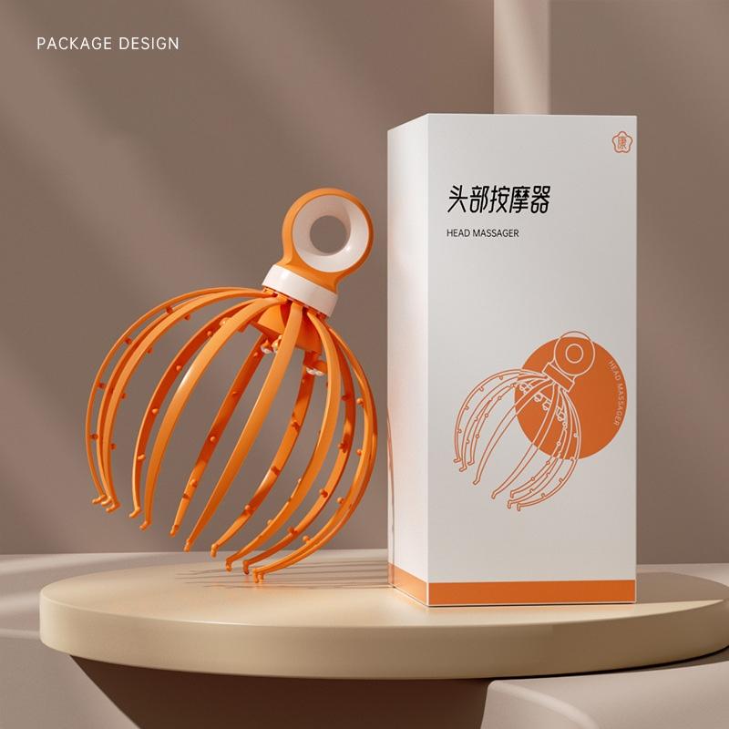 18-Claw Scalp Massager For Relaxation And Meridian Stimulation Yellow