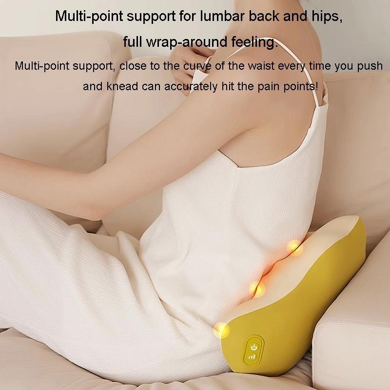 Multi-Function Lumbar Massager Hot Waist Massage Pillow Gray - Charging Model Yellow