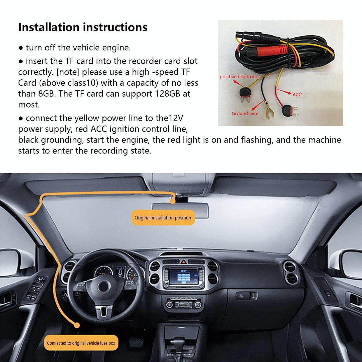 Hd Dual Camera Car Dash Cam with Night Vision and Wifi - 4k