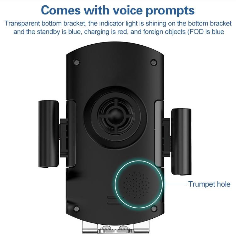 Wireless 10w Fast Charge Car Phone Holder with Voice Broadcast - Automatic
