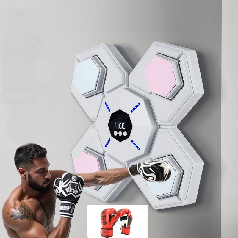 Rechargeable Bluetooth Boxing Machine With Adult & Child Gloves - Blue - With Adult & Child Gloves Pink Blue