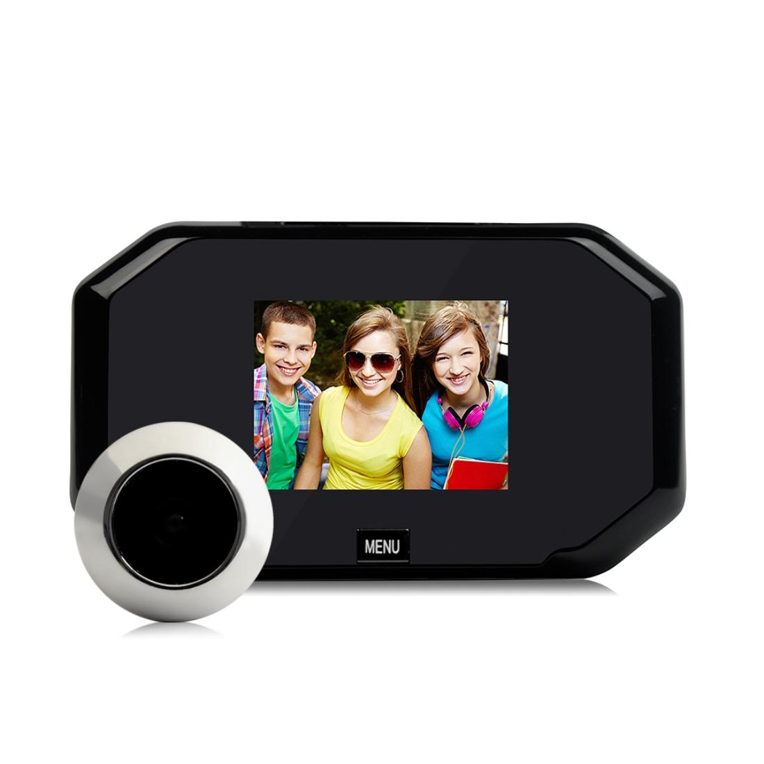 3 Screen 1.0Mp Security Camera With Door Peephole & Tf Card Support - Black