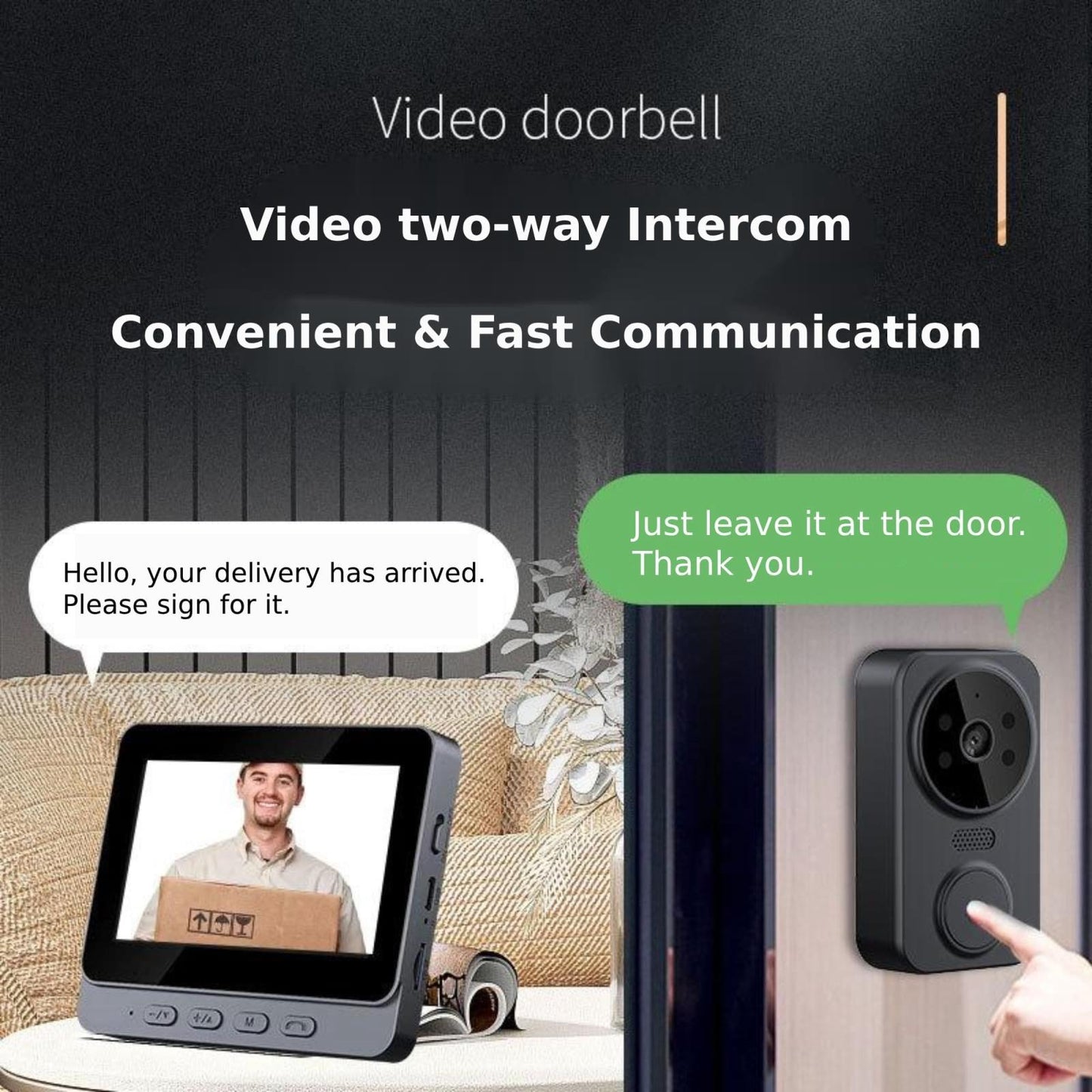 2.4G Wireless Doorbell With 4.3 Ips Screen And Night Vision Camera