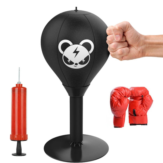 Desktop Speed Ball For Boxing Training - Bear Design With Gloves & Pump - Bear+Children Gloves+Pump