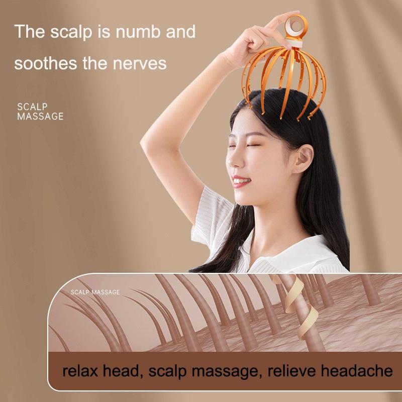 12 Claw Scalp Massager Relaxing Head Meridian Massage Tool Blue