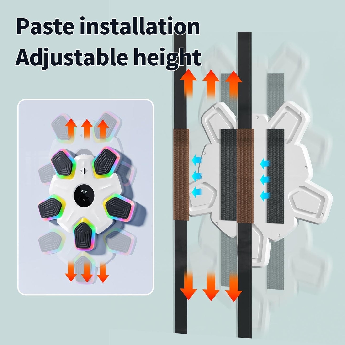 Bluetooth Music Boxing Machine - 4 Modes 9 Speeds Colourful Lights - With Adult Gloves Black