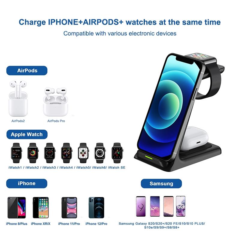 3 In 1 Wireless Charger For Iphone Airpods And Apple Watch