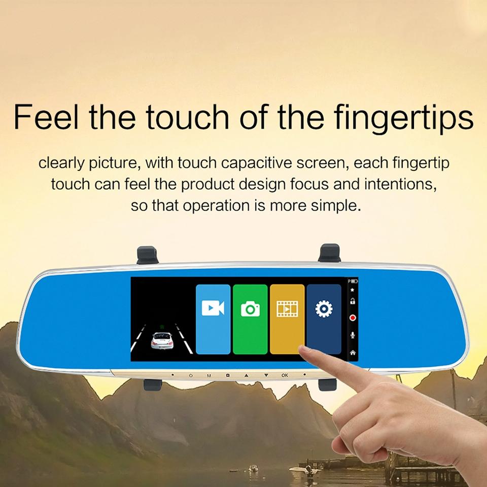 7 Lcd Touch Screen Rear View Mirror Car Recorder with Separate Camera