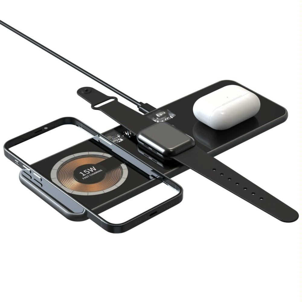 15W Dual Fast Charging Pad For 3 In 1 Wireless Phones