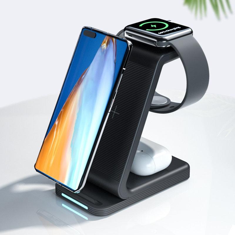 3 In 1 15W Vertical Wireless Charger - Black