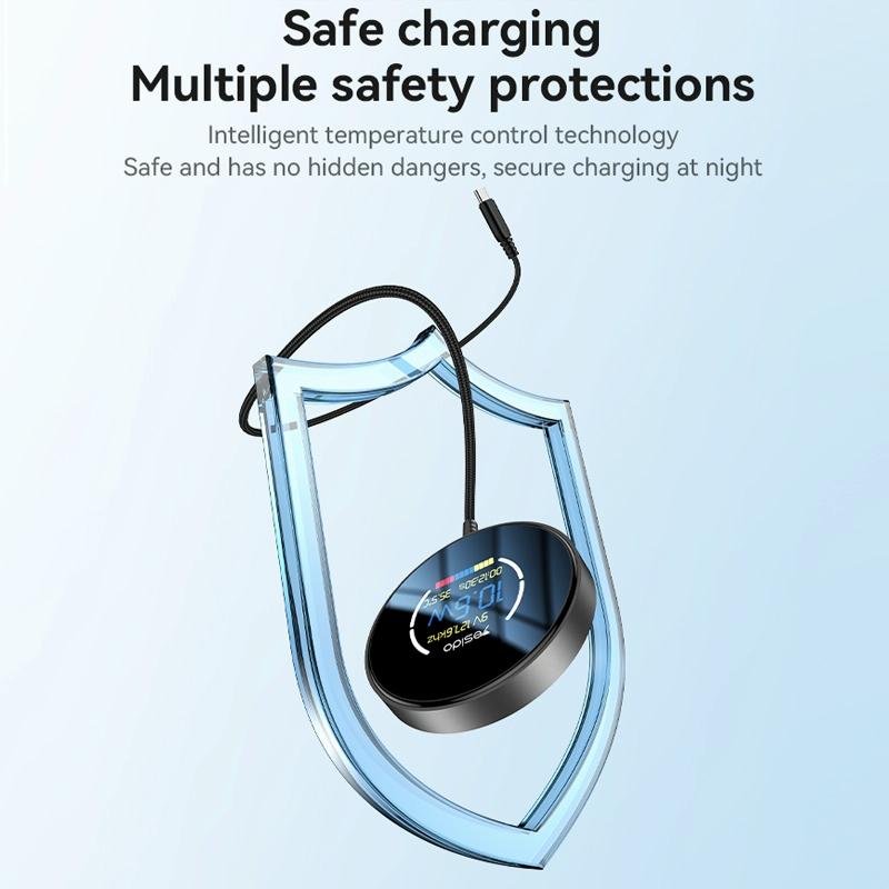 15W Magnetic Wireless Charger With Digital Display 1.2M