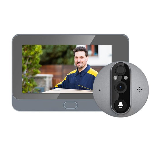 Smart Wifi Door Viewer With Wide-Angle Pir & Night Vision - 1080P 4.3 Inch Dingdong Photo - White