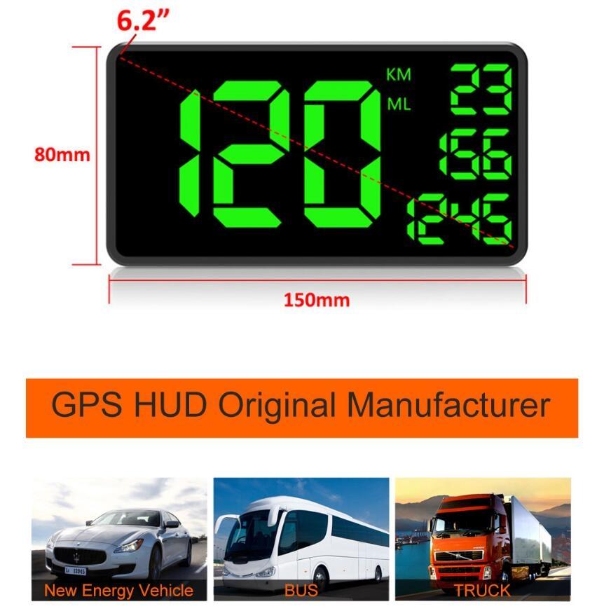 6.2 Inch Hud Car Head Up Display Gps Speed Meter & Alarm