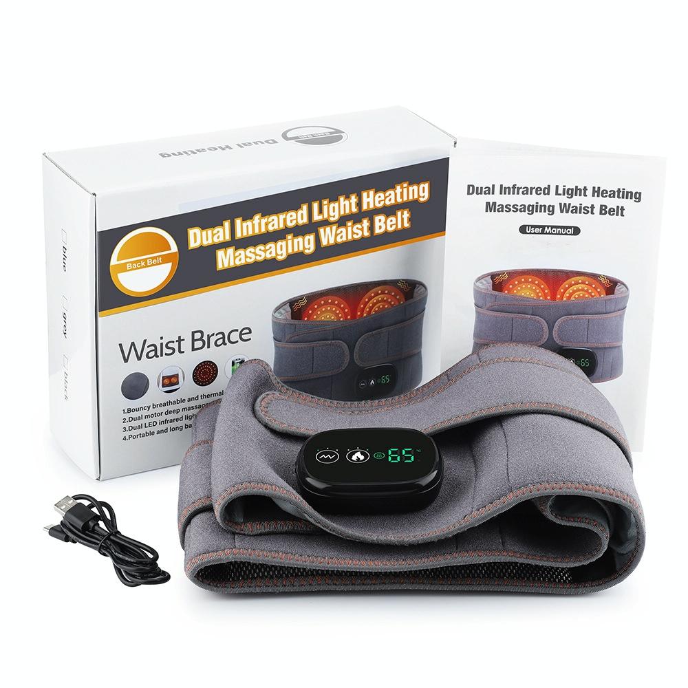 Usb Heated Massage Lumbar Belt Gray