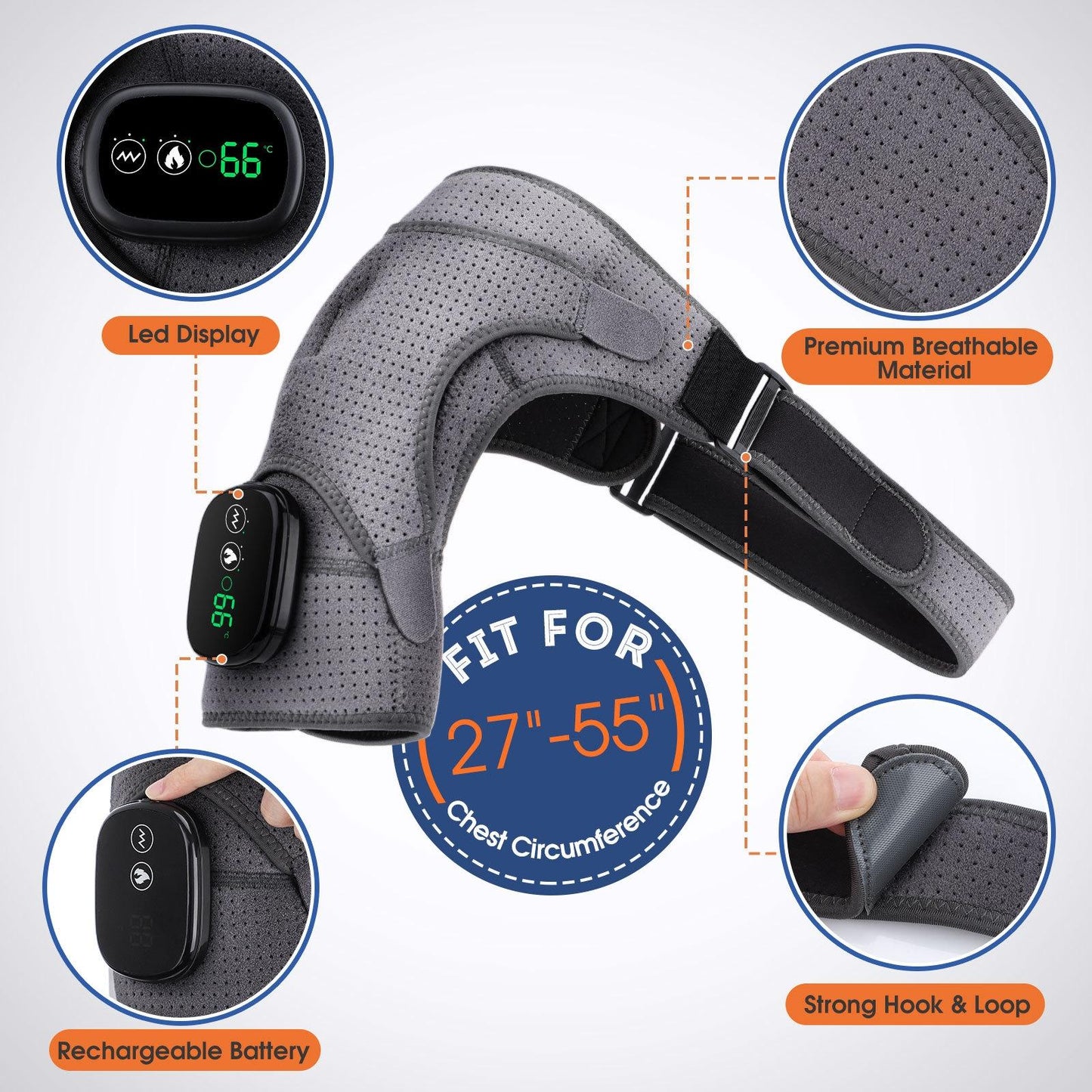 Vibration Shoulder Massager For Joint Pain Relief Gray - Gray