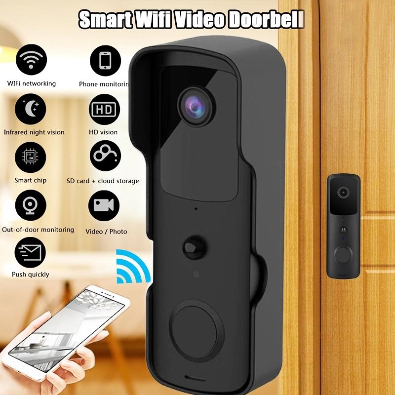 Wireless Smart Doorbell With Two-Way Intercom & Night Vision - Battery Powered - Black