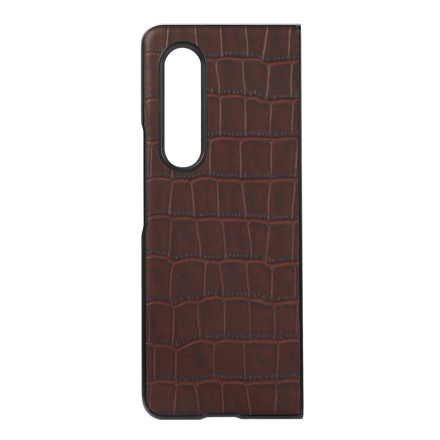 For Samsung Galaxy Z Fold4 5G Genuine Leather Crocodile Texture Phone Case - Black