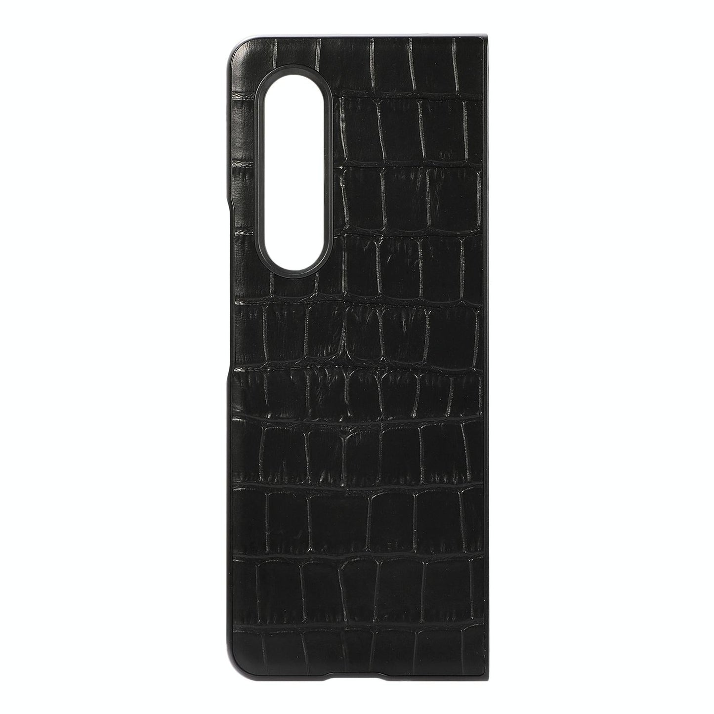 For Samsung Galaxy Z Fold4 5G Genuine Leather Crocodile Texture Phone Case - Black