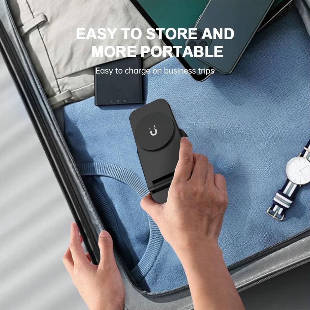 3 In 1 Magnetic Wireless Charger Stand - Black