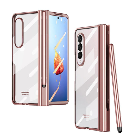 For Samsung Galaxy Z Fold4 5G Full Body Phone Case with Integrated Hinge and Pen Slot - Rose Gold