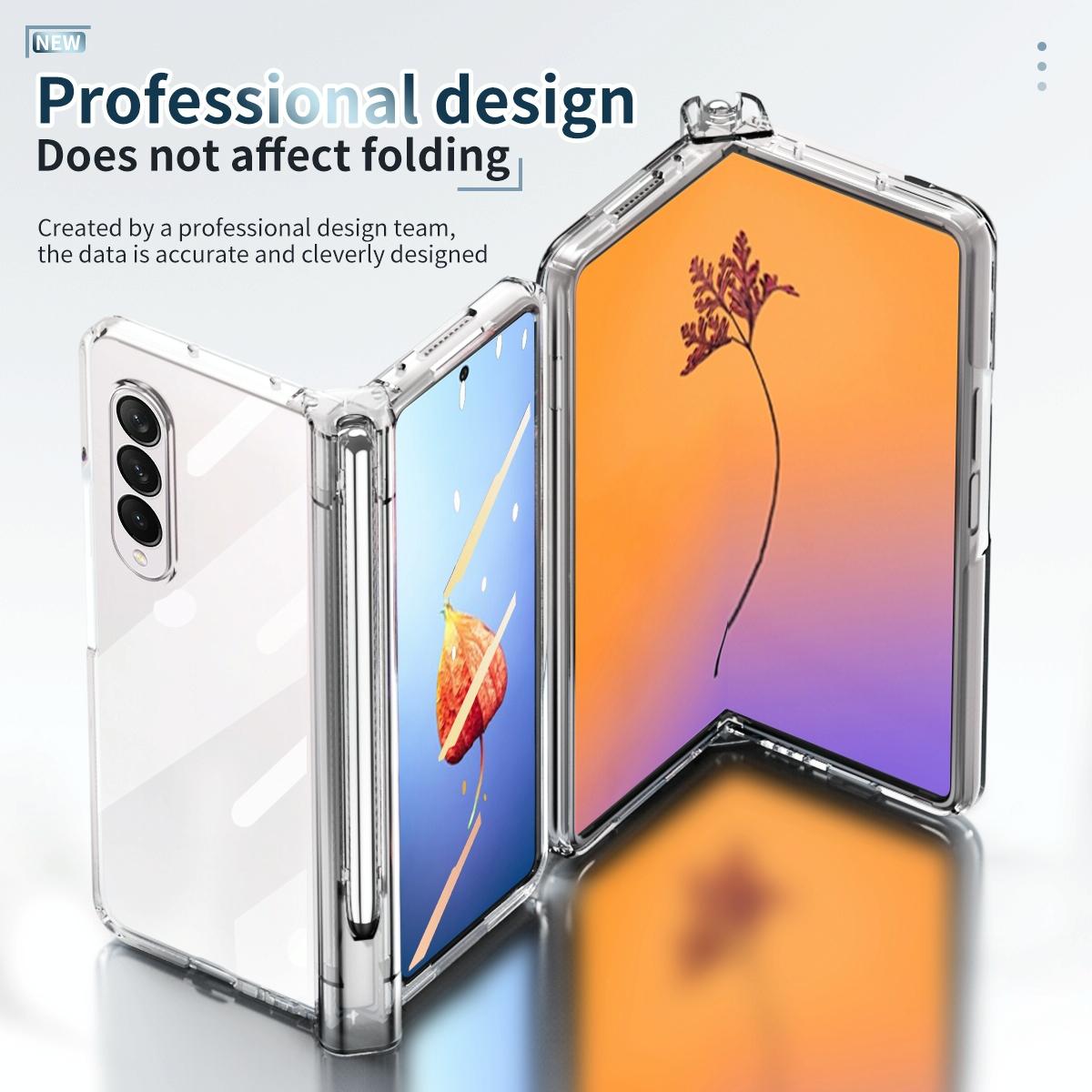 For Samsung Galaxy Z Fold4 5G Full Body Phone Case with Integrated Hinge and Pen Slot - Rose Gold