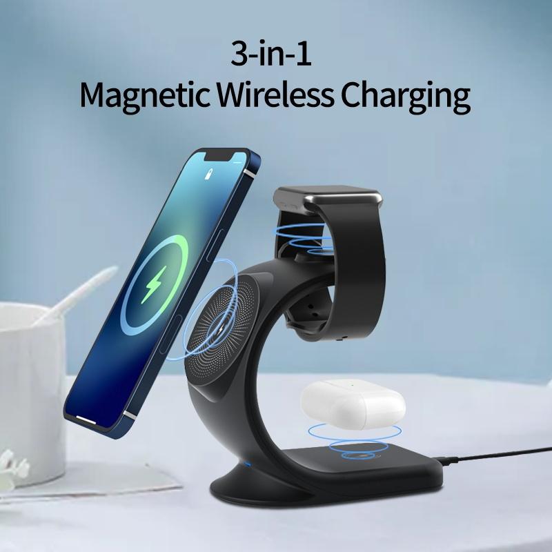 3 In 1 Magnetic Wireless Charger For Phone Watch Airpods