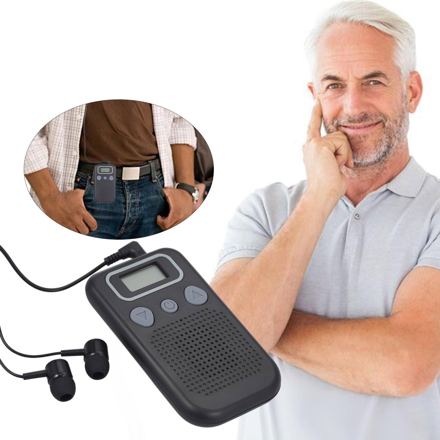 Black In Ear Hearing Amplifier Battery Powered