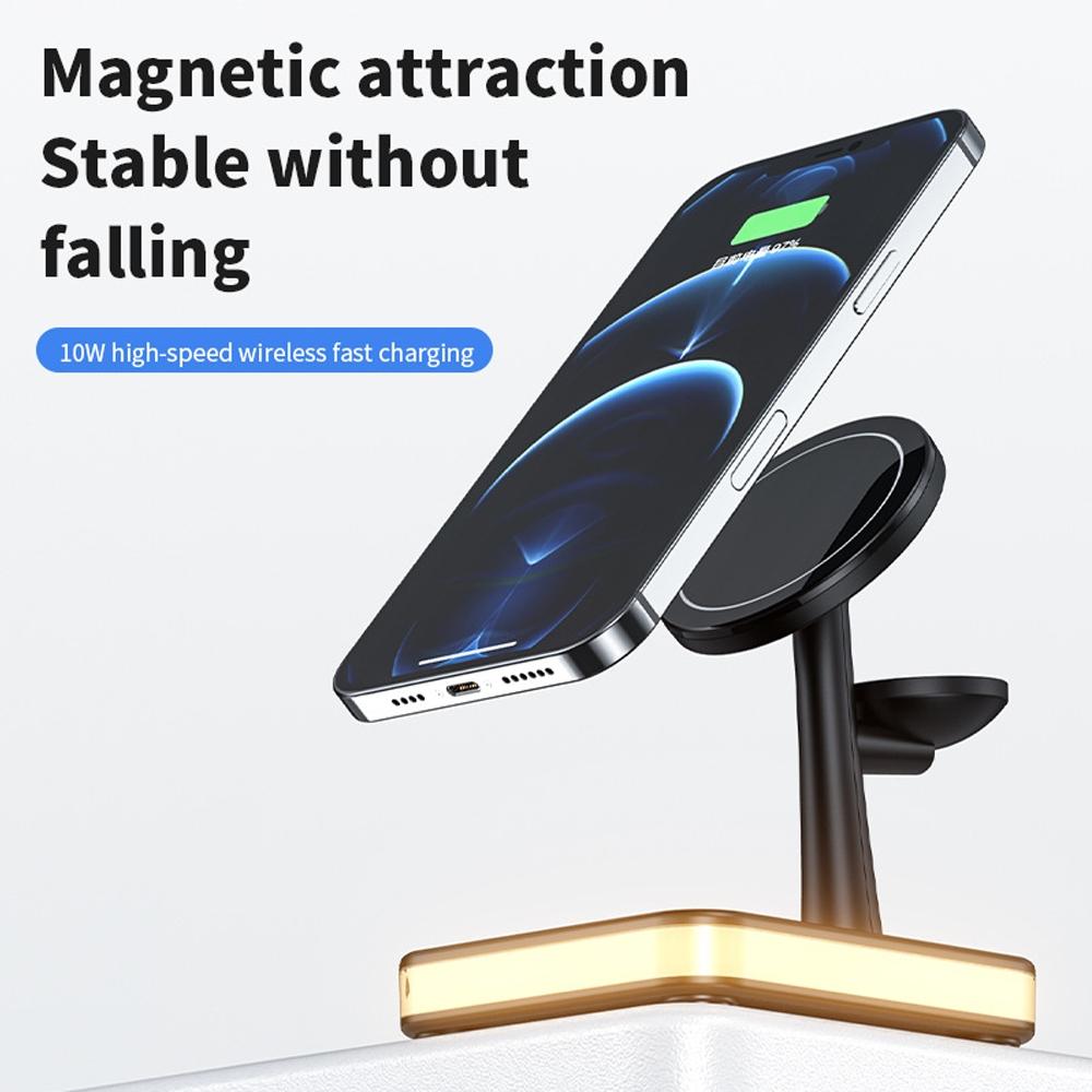4 In 1 Magnetic Wireless Charger For Iphone / Iwatch / Airpods & More - Black