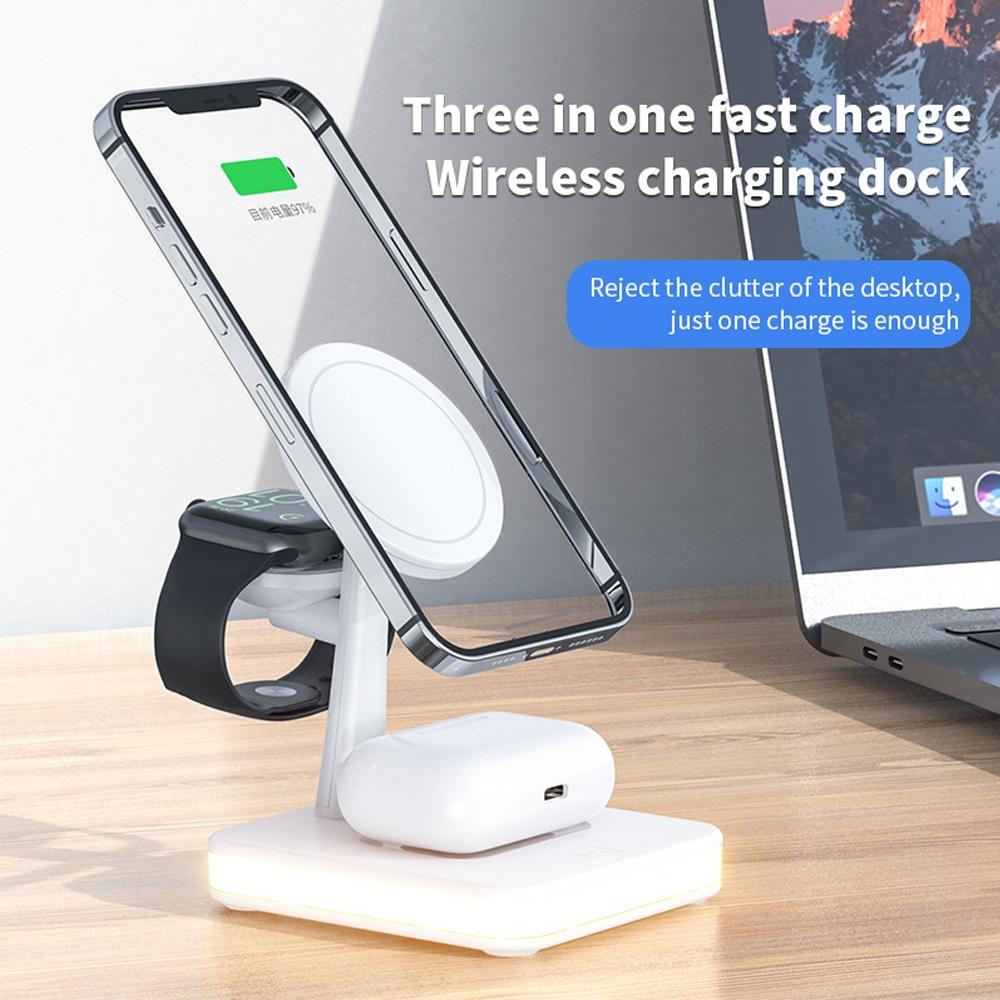 4 In 1 Magnetic Wireless Charger For Iphone / Iwatch / Airpods & More - Black